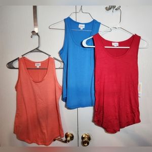 LuLaRoe XS Sleeveless Tops - Red, Blue, and Orange